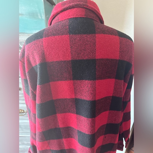 BB Dakota Steve Madden Buffalo Plaid Wool Blend Red/Black Tunic Shaket - Picture 5 of 8